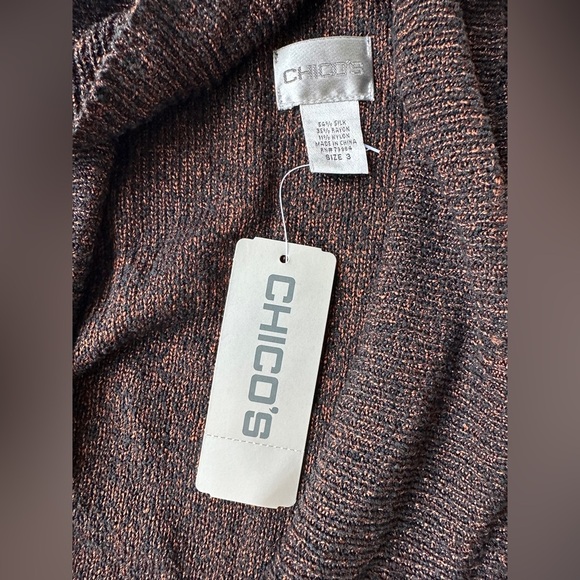 NWT Chico’s Black Orange Open Front Silk Blend Maddy Cardigan Size 3 (US XL) - Picture 2 of 8